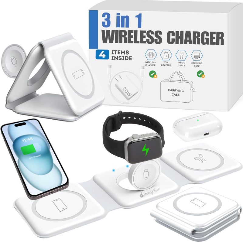 Photo 1 of 3 in 1 Charging Station for iPhone - Wireless Charger for Apple Products Multiple Devices - Charging Dock Stand for AirPods (for iPhone 15 14 13 pro 12 11 X Max)