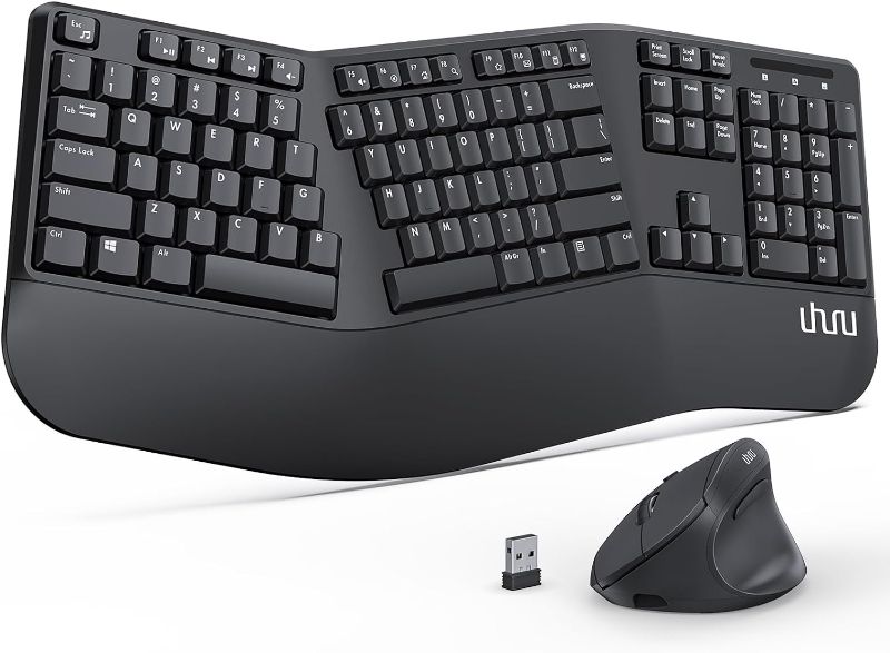 Photo 1 of Ergonomic Wireless Keyboard and Mouse - UHURU UEKM-20 Wireless Ergo Keyboard and Mouse Combo with Split Design, Palm Rest, Natural Typing, Compatible with Windows Mac
"COLOR WHITE/GREY"