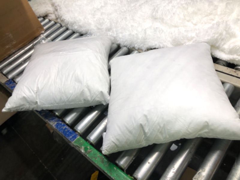 Photo 1 of 18x18 Decorative Throw Pillow Inserts-Down Feather Pillow Inserts-Square-Cotton Fabric-Set of 2-White