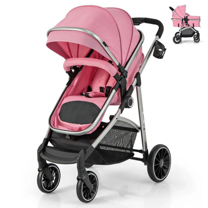 Photo 1 of Babyjoy 2 in 1 Convertible Baby Stroller High Landscape Infant Stroller Pink
