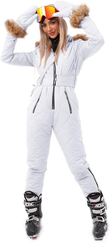 Photo 1 of Aoysky Women Winter One Piece Ski Suit Outdoor Sports Snowsuit Fur Collar Coat Jumpsuit with Hoodies Ski Jackets and Pants "SMALL" "GLOVES NOT INCLUDED"