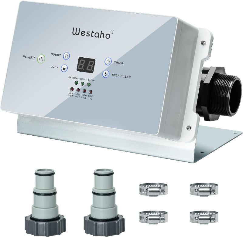 Photo 1 of Saltwater Pool System, Westaho Salt Chlorine Generator with USA Titanium Cell, Designed for Above Ground Pools Up to 15,000 Gallons, Keeps Pool Water Clear with Less Maintenance, IP 66 Waterproof 