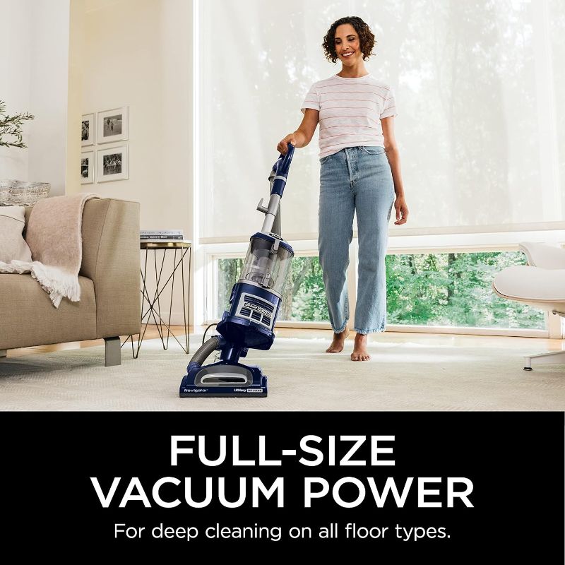 Photo 1 of Shark NV360 Navigator Lift-Away Deluxe Upright Vacuum with Large Dust Cup Capacity, HEPA Filter, Swivel Steering, Upholstery Tool & Crevice Tool, Blue 
