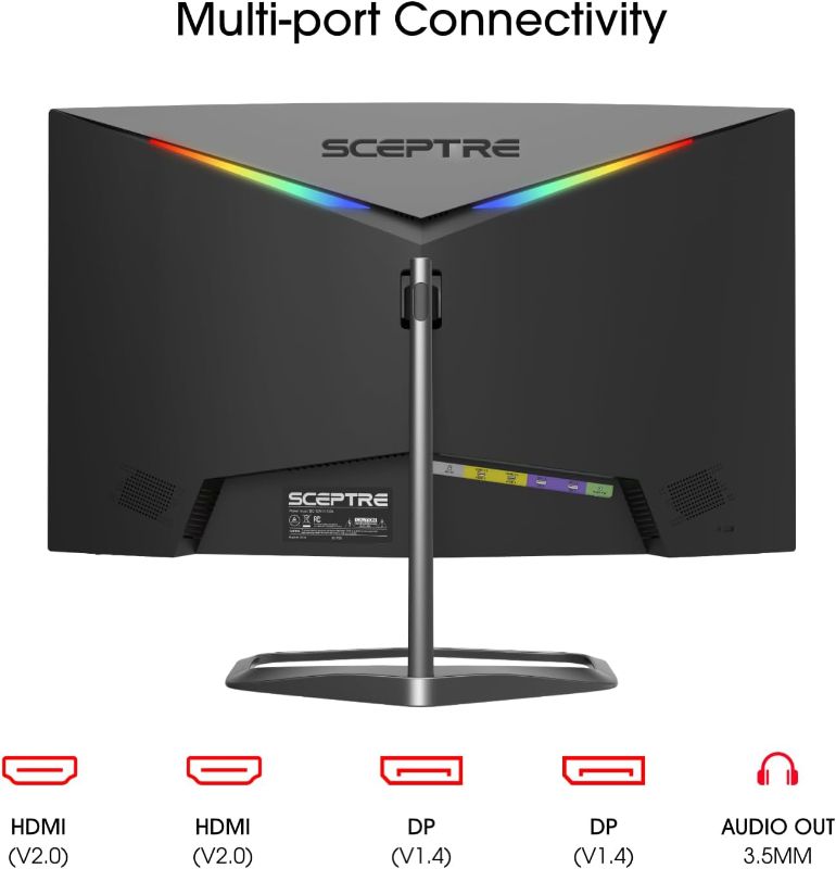 Photo 3 of Sceptre Curved 24.5-inch Gaming Monitor up to 240Hz 1080p R1500 1ms DisplayPort x2 HDMI x2 Blue Light Shift Build-in Speakers, Machine Black 2023 (C255B-FWT240) 