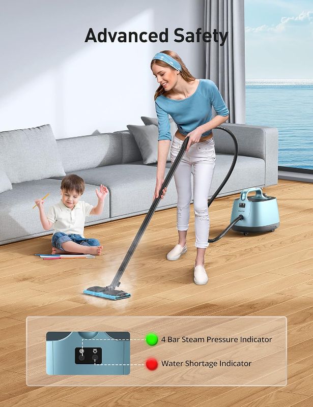 Photo 1 of Steamer for Cleaning, Aspiron Multipurpose Portable Canister Steamer with 21 Accessories, Chemical-free, Steam Cleaner Carpet and Upholstery Floors Car Kitchen Tiles, 1.5L Capacity