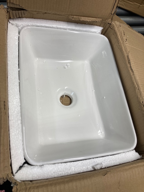 Photo 2 of 14.5'' x 10.6'' Bathroom Small Vessel Sink Above Counter White Porcelain Ceramic Sink Bowl Rectangular Small Vanity Sink Lavatory Wash Hand Basin