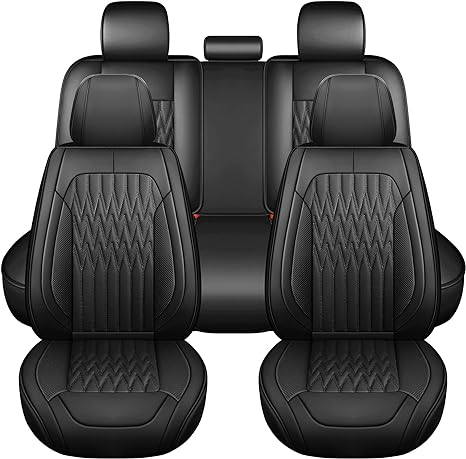 Photo 1 of Car Seat Covers, Waterproof Leather Vehicle Cushion Covers, Universal Fit for Most Car Sedan SUV Pickup Truck, Fit for Jeep Acura Honda Civic Nissan Mazda Dodge Buick (Full Set/Black)