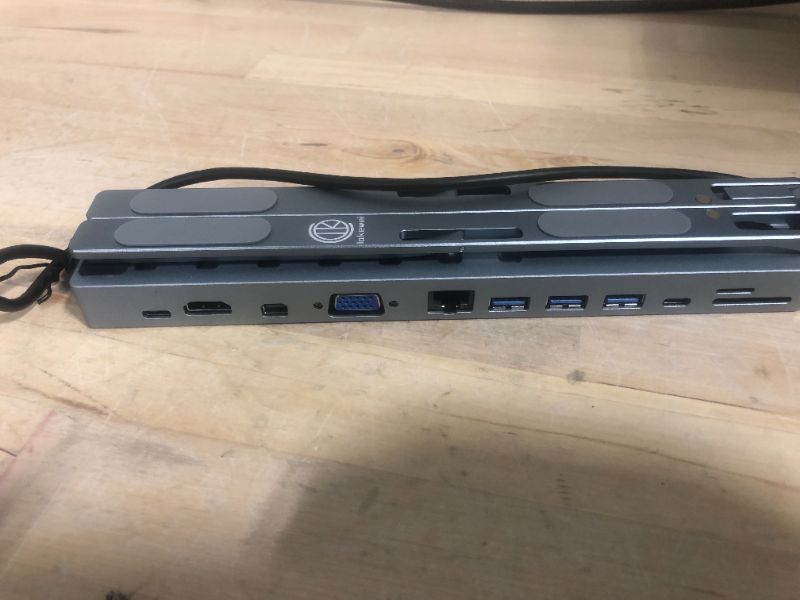 Photo 4 of 2 in 1 USB C Laptop Docking Station and Stand,12 in 1 USB C HUB with 4K HDMI 4K DP 1080P VGA(Expand/Mirroring Mode),1000M LAN 5Gbps 4*USB3.0 SD 100W PD3.0(Hot Swap) for Mac Dell HP Surface Lenovo Asus