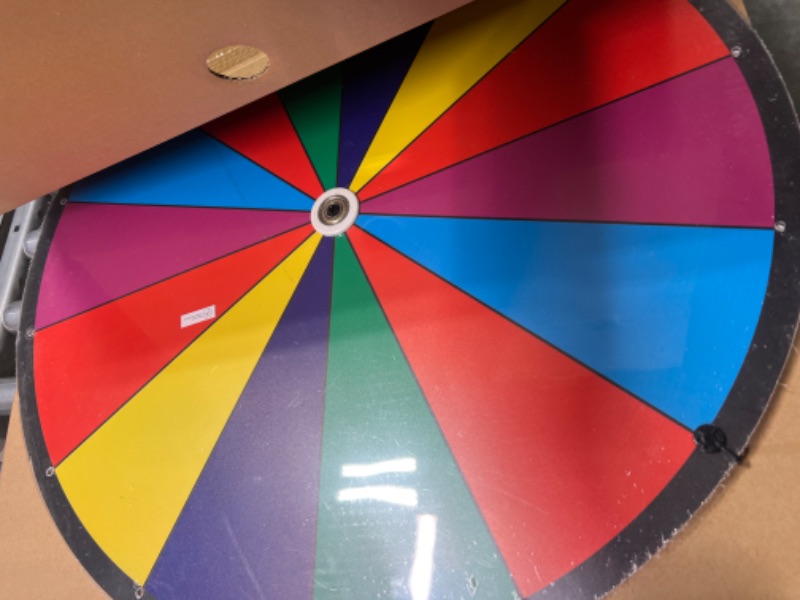 Photo 1 of 24 Inch Dual Use Spinning Prize Wheel 14 Slots Color Tabletop and Floor Roulette Wheel of Fortune, Spin The Wheel with Dry Erase Marker and Eraser Win The Fortune Spinner Game for Carnival Trade Show 24 Inch Adjustable Heavy Duty Prize Wheel