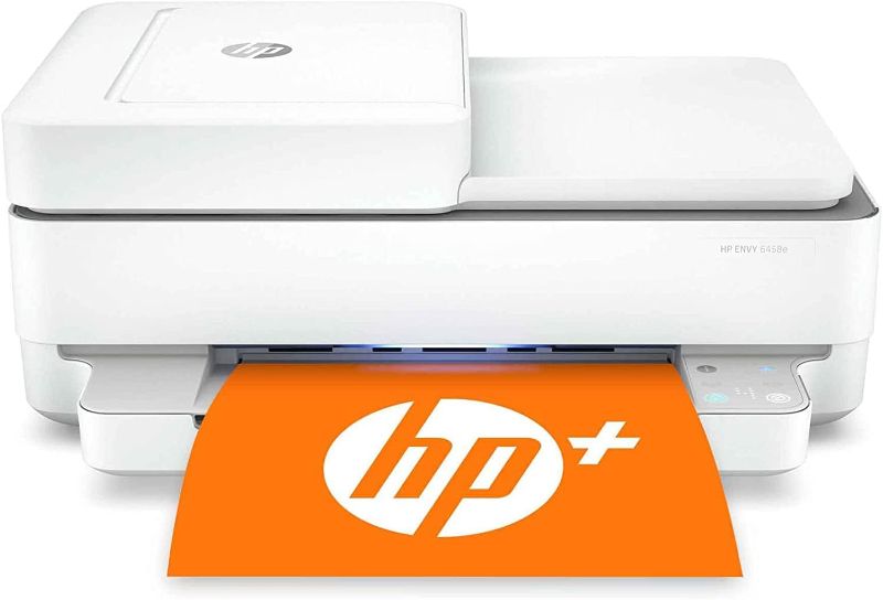 Photo 1 of HP Envy 6458e All-in-One Wireless Color Inkjet Printer, Print Copy Scan - 10 ppm, 4800 x 1200 dpi, Auto 2-Sided Printing, 35-Sheet ADF, Dual-Band WiFi, Instant Ink Ready, White (Renewed)
