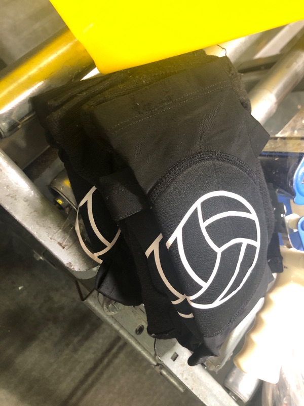 Photo 1 of 2 Pieces Volleyball Accessories Including Volleyball Knee Pads and Volleyball Arm Sleeves with Protection Pads and Thumb Hole for Women Girls Teens Volleyball Training (Black)
