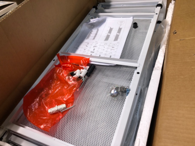 Photo 1 of 5-Tier Bakers Rack with Power Outlet, Microwave Stand, Bread Rack Coffee Stand, Kitchen Storage Rack with 8 Hooks, Kitchen Shelves for Spices, Pots and Pans, White White-5-Tier