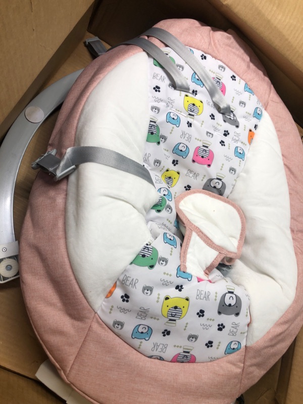 Photo 1 of Bluetooth Baby Swing for Infants, 5 Speed Bluetooth Baby Bouncer Music Speaker with 12 Preset Lullabies, Remote Control Indoor Baby Rocker with Touch Screen Chair for 5-20 lb, 0-9 Months (Pink)