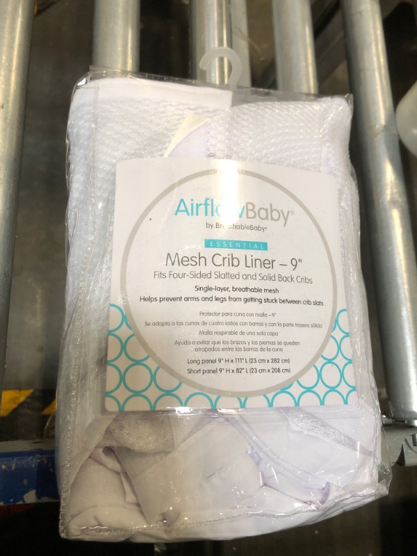 Photo 2 of AirflowBaby Mesh Crib Liner — Essential Collection — White 9” — Fits Full-Size Four-Sided Slatted and Solid Back Cribs White 9"
