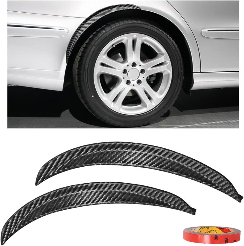 Photo 1 of 2PCS Wheel Tires Eyebrow Strip, 3D Carbon Fiber Automotive Fender Flare Arch Lip Trim Strip, 13'' Anti Collision Wheel Mudguard Strips with 3M Molding Tape, Car Accessories for Most Vehicle