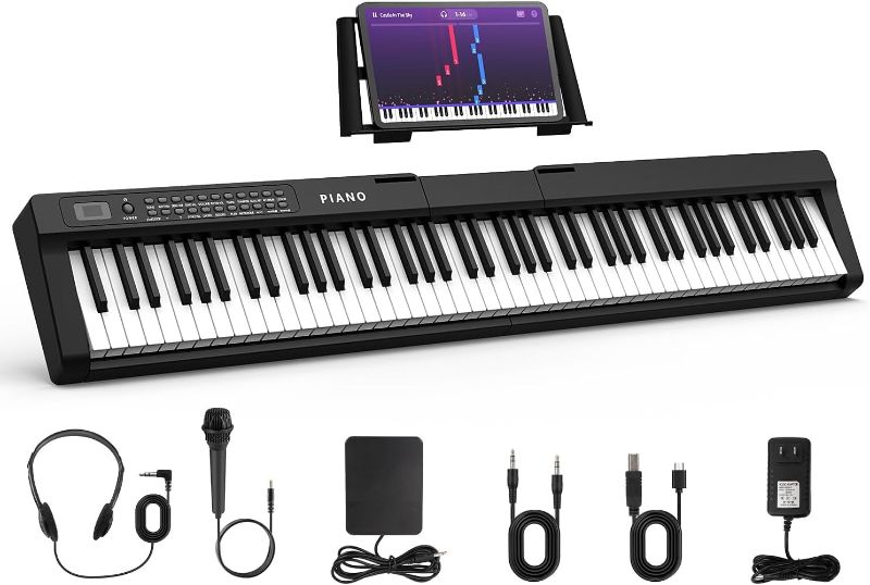 Photo 1 of ****MISSING POWER CORD**** 
Digital Piano 88 Key Full Size Semi Weighted Electronic Keyboard Piano with Music Stand,Built-In Speakers,Electric Piano Keyboard with Sustain Pedal,Bluetooth,MIDI/USB/MP3 for Beginners Adults
