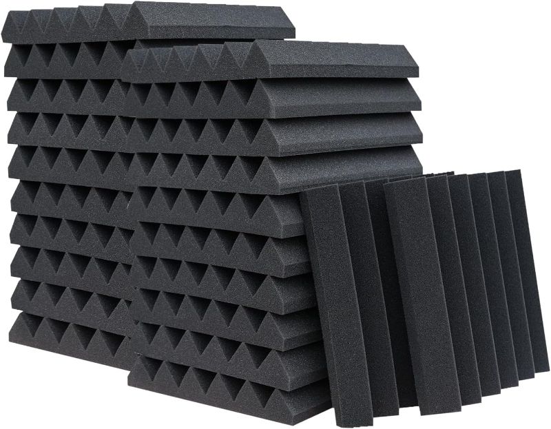 Photo 1 of 24 Pack Acoustic Panels,2" x 12" x 12"Sound Proof Foam Panels for Wall,Fireproof Absorbing Noise Cancelling Panels,to Absorb Noise and Eliminate Echoes. (24 black)