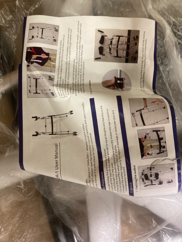 Photo 1 of Foldable Stand Up Walker - Height Adjustable Aluminum Walkers, Standard Walkers for Seniors,Elderly, Handicap, Disabled with Removable Armrest Pad