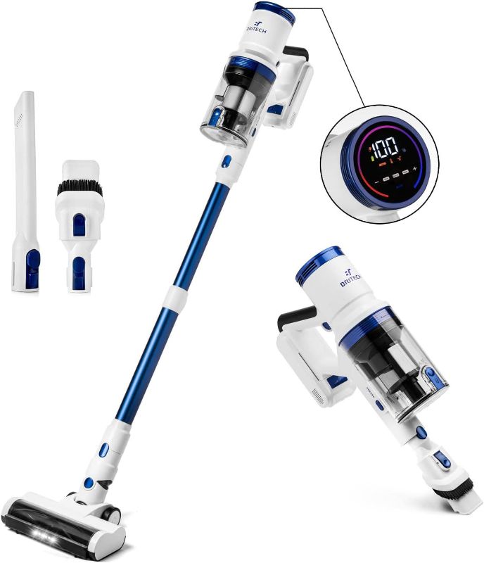 Photo 1 of BRITECH Cordless Lightweight Stick Vacuum Cleaner, 300W Motor for Powerful Suction 40min Runtime, LED Display Screen & Headlights, Great for Carpet Cleaner, Hardwood Floor & Pet Hair 