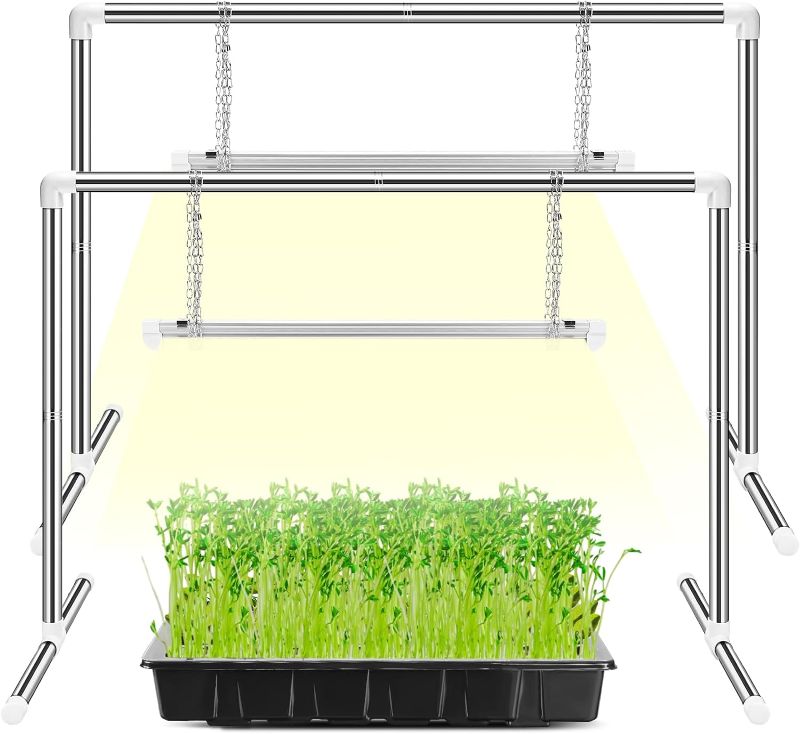 Photo 1 of 2 Set Seedling Grow Light with Stand Seeding Starter Set with 1.7ft LED Grow Lamp Stand Rack Full Spectrum Light and On/Off Switch for Seed Starting and Propagating, Height Adjustable