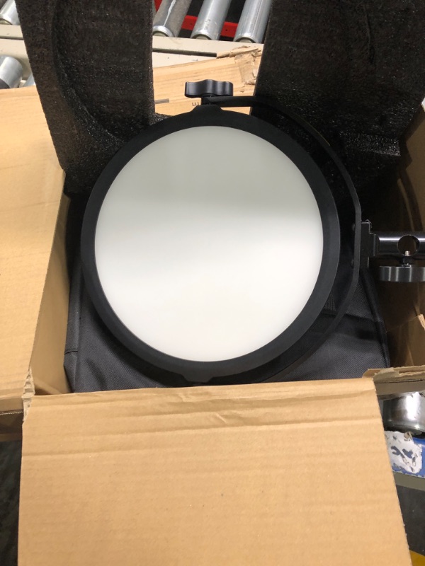 Photo 2 of GVM Desk Mount LED Video Light, 10'' Round Key Light with Built-in Diffuser and LCD Display, Bi-Color Professional Light for Game/Studio/Streaming/YouTube Video Shooting, APP Control CRI 97+