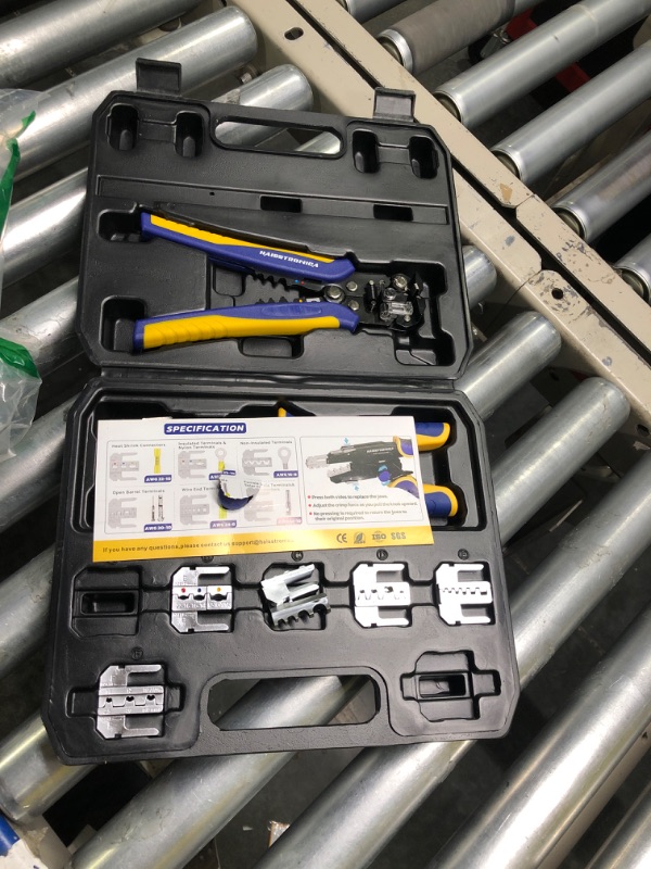 Photo 1 of Haisstronica 8PCS Rapid Replace Ratchet Crimping Tool Set with Pressure Regulating,Automatic Wire Stripper Heat Shrink, Non-Insulated, Open Barrel, Solar, Ferrule Connectors