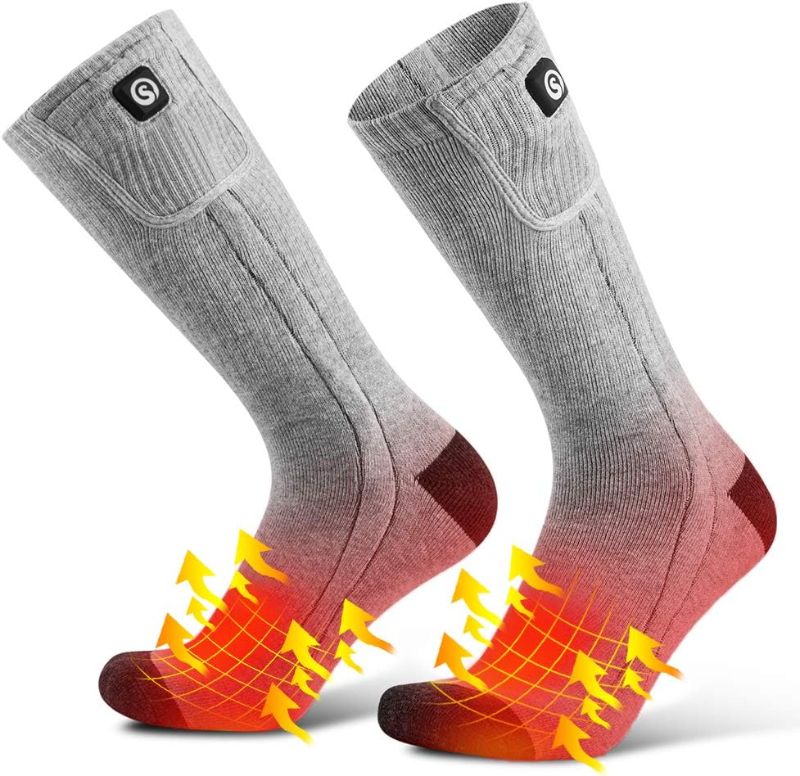 Photo 1 of Heated Socks for Men Women, SAVIOR HEAT Electric Rechargeable Battery Thick Long Ski Socks for Winter Cold Weather Hunting Hiking Camping Skating Motorcycle Cycling Fishing