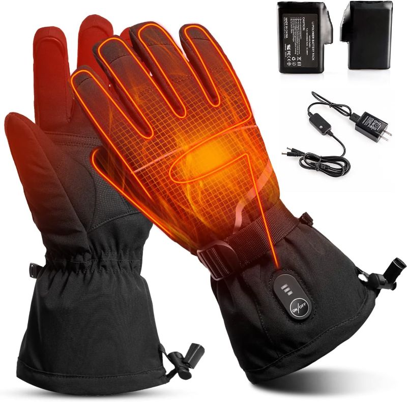 Photo 1 of Heated Gloves Electric Rechargeable - 7.4V Battery Heated Gloves for Men Women,Motorcycle Cycling Riding Hunting Fishing Camping Hiking Snow Ski Mittens Gloves Powered Warmer Gloves XXL
