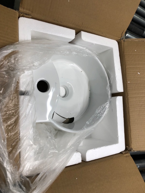 Photo 3 of **USED**FOR PARTS**Davivy 12.2" x 11.4'' Wall Mount Bathroom Sink with Pop Up Drain and Installation Kit,Bathroom Corner Sink,White Vessel Sink,Small Bathroom Sink,Mini Rv Sink,Small Sinks for Tiny Bathrooms