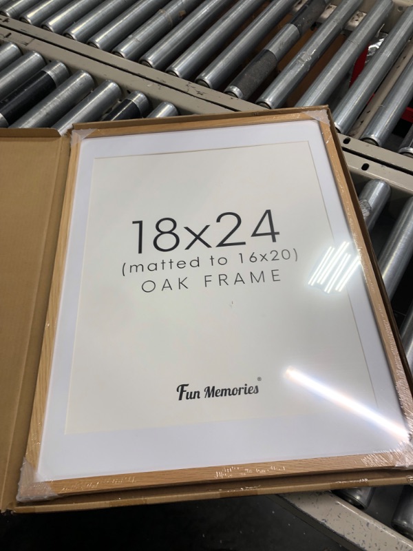 Photo 1 of 18x24 Picture Frame, 18 x 24 Poster Frame Solid Oak Wood, Display 16x20 Picture with Mat or 18x24 Picture without Mat, 18 By 24 Large Frame for Wall Decor, Natural Oak Color, 1 Pack Beige Oak 18x24 - 1P