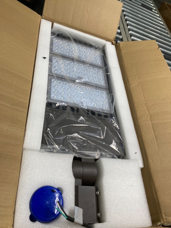 Photo 4 of 300W LED Parking Lot Lights Adjustable Slip Fitter Mount Natural White 5000K IP65 Waterproof Commercial LED Street Light Outdoor Dusk to Dawn Photocell