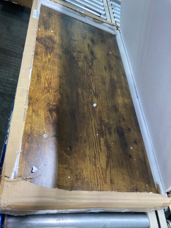 Photo 1 of Foxemart L-Shaped Computer Desk, Industrial Corner Desk Writing Study Table with Storage Shelves, Space-Saving, Large Gaming Desk 2 Person Table for Home Office Workstation, Rustic Brown/Black