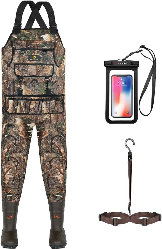 Photo 1 of D DRYCODE Chest Waders for Men with 1600g Boots, Waterproof Fleece-Lined Insulated Wader with Boot Hanger for Hunting Heated Reed Grass Regular-8