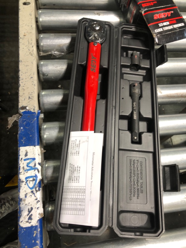 Photo 3 of 1/2-inch Drive Click Torque Wrench 1/2 Drive - Precision 10-150 ft.lb/13.6-203.5Nm Range, Ratcheting Head with Secure Locking Mechanism, Adapter & Extension 1/2" Drive