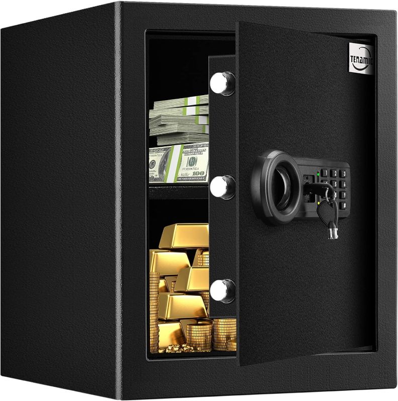 Photo 1 of 2.0 BLACK SAFE Tenamic Safe Box 2.0 Cuft Fireproof Waterproof Home Safe, Keypad Large Lock Box Cabinet Safes, Solid Alloy Steel Office Hotel Home Safe, Black
