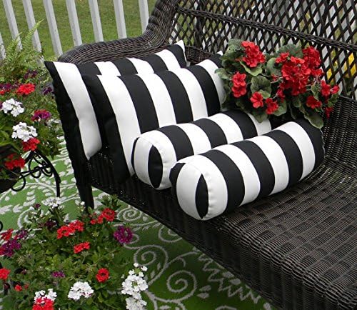 Photo 1 of RSH Decor Indoor/Outdoor Set of 4 Decorative Bolster/Neckroll and Rectangle/Lumbar Pillows - Black and White Stripe