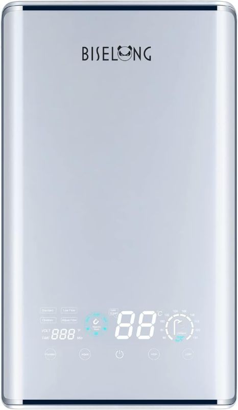 Photo 1 of Instant Hot Electric Tankless Water Heater 220/240V, Small Wall Mounted Compact, Suitable for Kitchen and Counter Cabinets and Sinks,The Southern Area can Be Used for Bathing (Gray 9Kw)