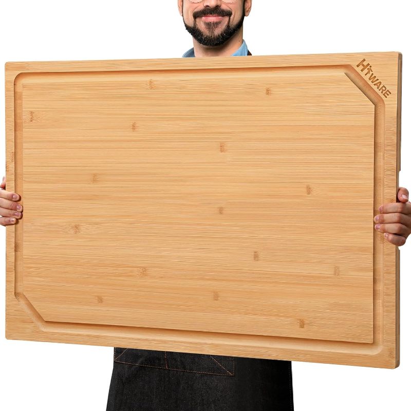 Photo 1 of 36 x 24 Extra Large Bamboo Cutting Board for Kitchen, Cutting Board Stove Top Cover with Handle, Butcher Block Chopping Board with Juice Groove, Large Charcuterie Board, Over the Sink Cutting Board