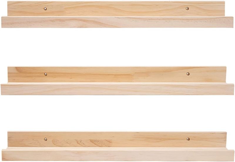 Photo 1 of 24 Inch Floating Shelves Natural Wood Set of 2, Wall Mount Picture Ledge Wooden Wall Shelf for Home Decoration for Bedroom, Living Room, Office, Kitchen, 3 Same Dimensions*****SIMILAR****