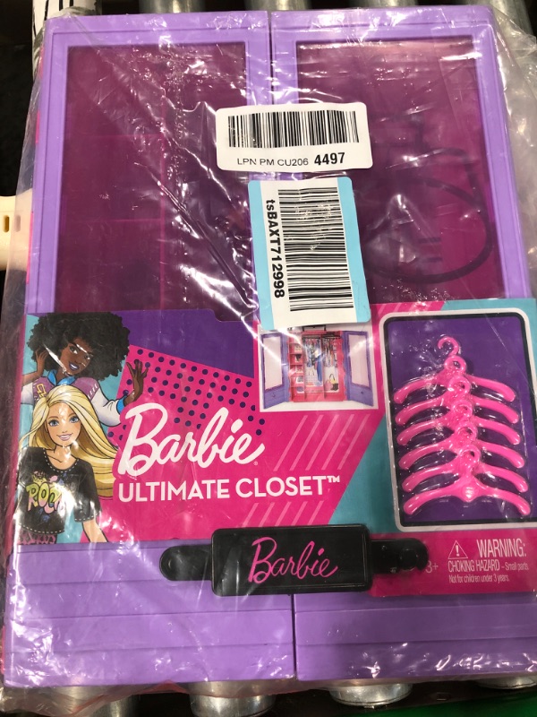 Photo 2 of Barbie Fashionistas Playset, Ultimate Closet with 6 Hangers and Multiple Storage Spaces Plus Fold-Out Clothing Rack