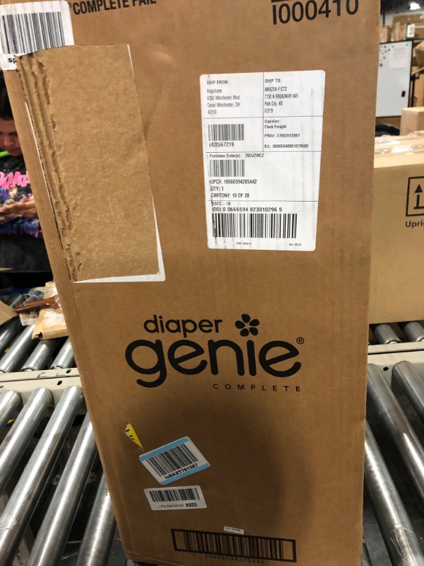 Photo 1 of Diaper Genie Complete Diaper Pail (White) with Antimicrobial Odor Control | Includes 1 Diaper Trash Can, 3 Refill Bags, 1 Carbon Filter White Pail + 3 Refills