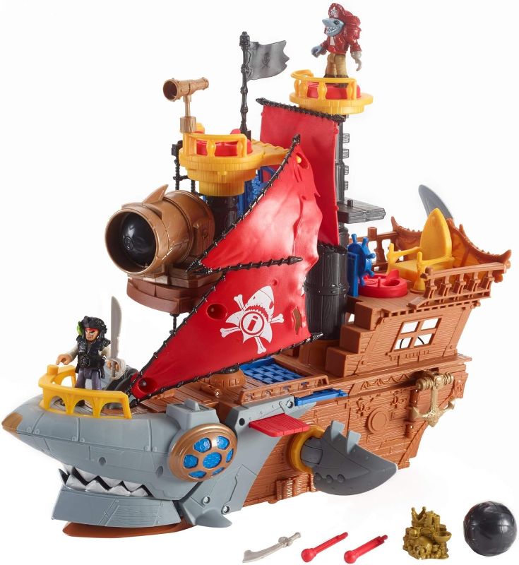 Photo 1 of Fisher-Price Imaginext Shark Bite Pirate Ship, Playset with Pirate Figures and Accessories for Preschool Kids Ages 3 to 8 Years