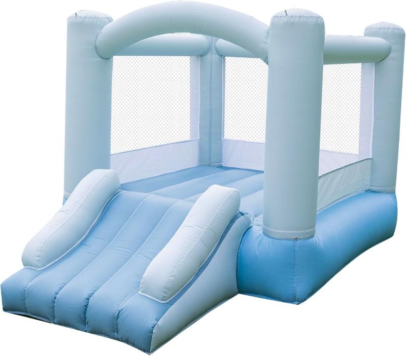 Photo 1 of ** PUMP NOT INCLUDED ** Blue Bounce House Indoor Small 6ftx8ft Inflatable Bouncy Castle House with Slide for Toddlers 
