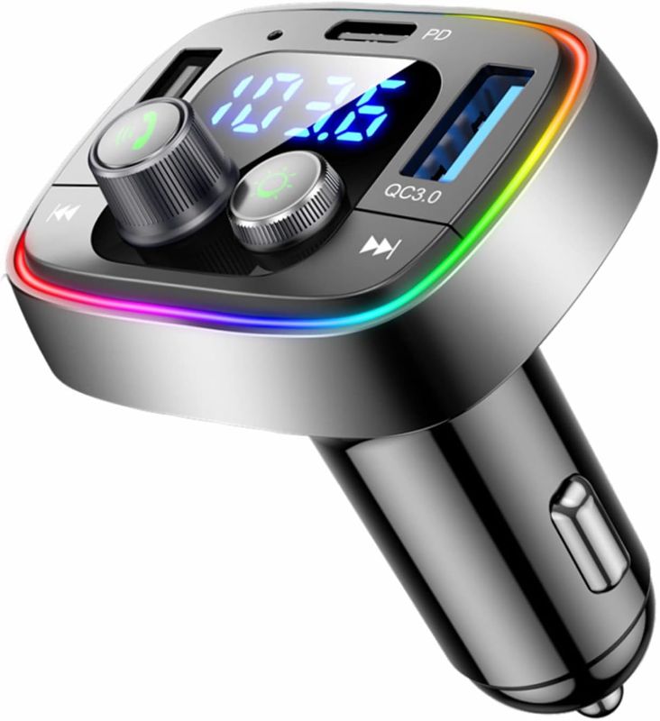 Photo 1 of Bluetooth FM Transmitter for Car, Wireless Radio Adapter Car Music Player Car Receiver with Bluetooth FM Frequency Support Hands Free Call,Car Charger Dual USB Port,TF Card/AUX