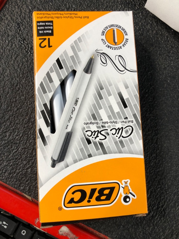 Photo 1 of BIC Clic Stic Retractable Ballpoint Pens, Medium Point, Black Ink, Dozen 12 PENS