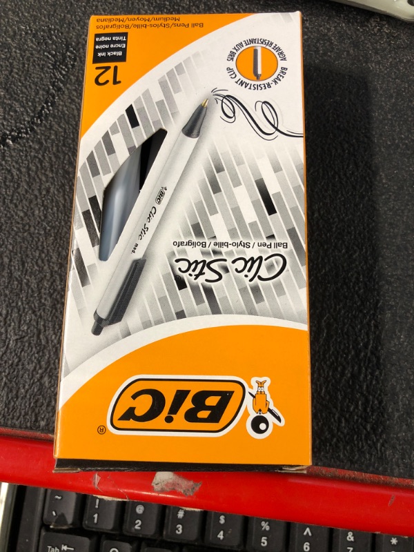 Photo 1 of BIC Clic Stic Retractable Ballpoint Pens, Medium Point, Black Ink, Dozen 12 PENS