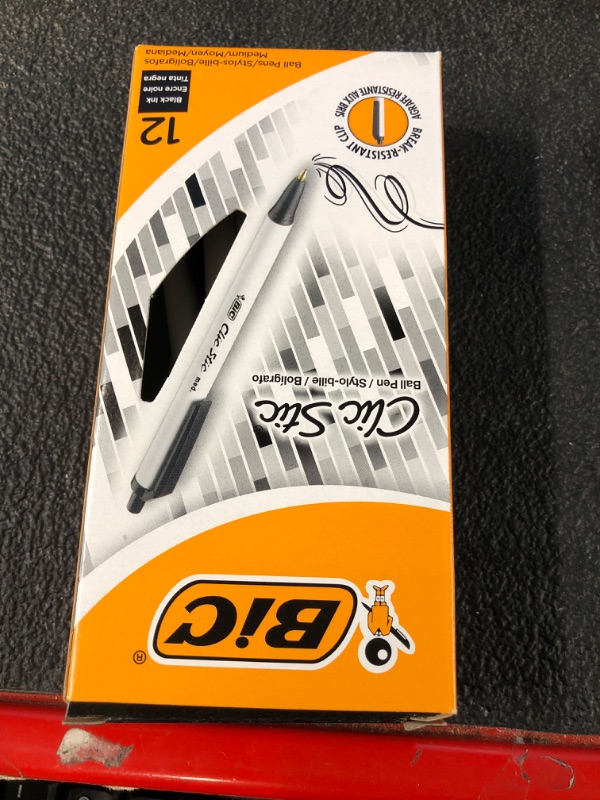 Photo 1 of BIC Clic Stic Retractable Ballpoint Pens, Medium Point, Black Ink, Dozen 12 PENS