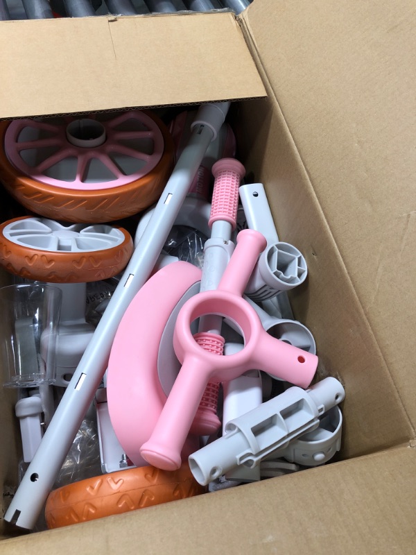 Photo 1 of ****USED//MISSING HARDWARE****3 in 1 Kids Tricycles Gift for 2-4 Years Old Boys Girls with Detachable Pedal and Training Wheels?Baby Balance Bike Trikes Riding Toys for Toddler?Adjustable Seat? Pink With Push Handle