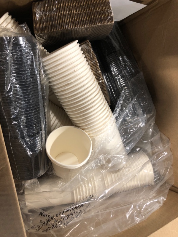 Photo 3 of Shop Square 12 Oz Disposable Coffee Cups with Lids and Sleeves for Insulation (100 Pack) - To Go Paper White Coffee Cups for Travel, Hot Beverage Cups for Coffee, Tea, Hot Chocolate for Winter 100 Count (Pack of 1) 12oz Classic - With Lids & Sleeves