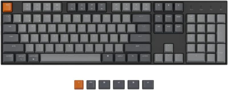 Photo 1 of Keychron K10 Full Size 104 Keys Bluetooth Wireless/USB Wired Mechanical Gaming Keyboard for Mac with Gateron G Pro Red Switch/RGB Backlight/Multitasking Computer Keyboard for Windows, Aluminum Frame